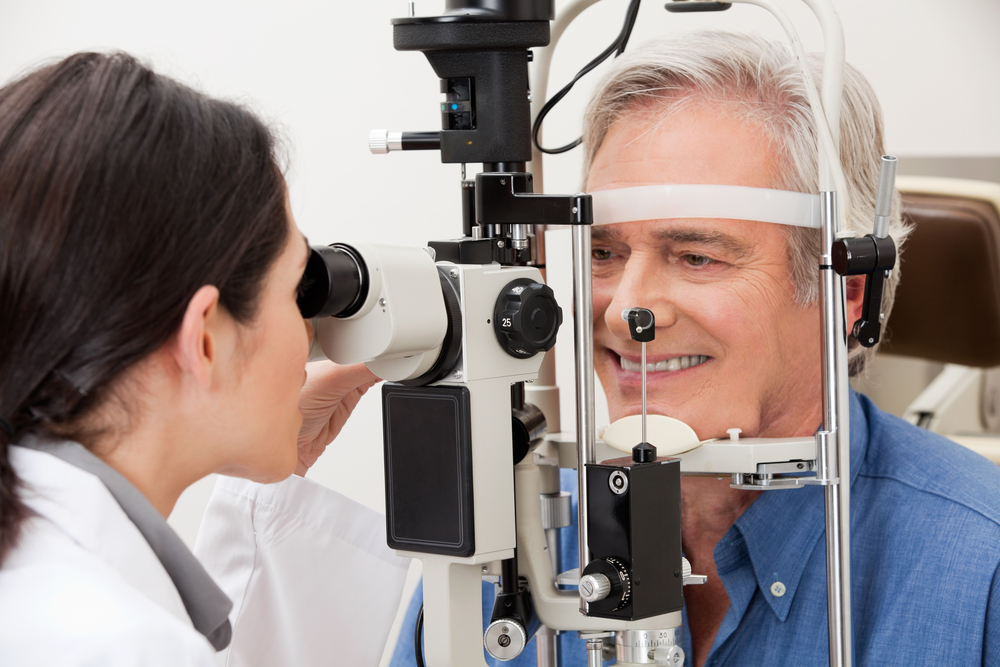 Man undergoing a eye test for glaucoma